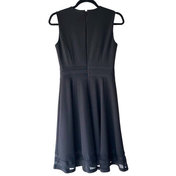 CALVIN KLEIN NWOT SLEEVELESS BLACK FIT & FLARE DRESS TULLE HEM DETAIL | SIZE: 2 - Picture 7 of 10